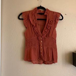 Romantic Dusty Rose Sheer Blouse